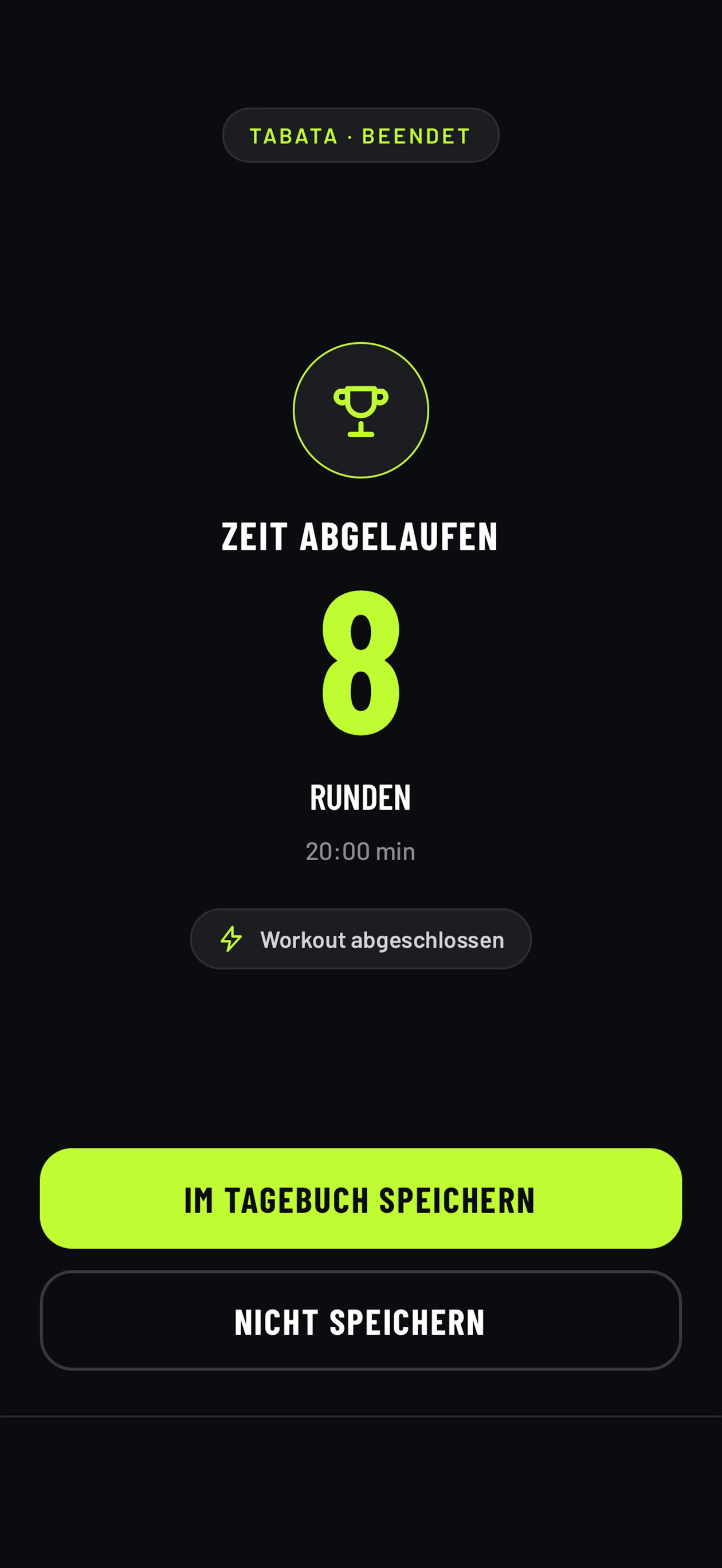 Abschluss-Screen in Rep.WOD